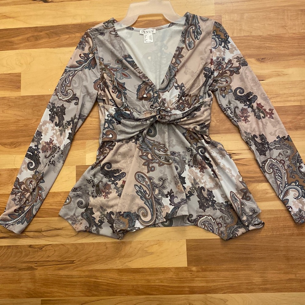 Long sleeve paisley blouse